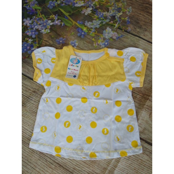 Bộ quần áo thun cotton tay ngắn chấm bi An An cho bé gái từ 3 đến 12 kg