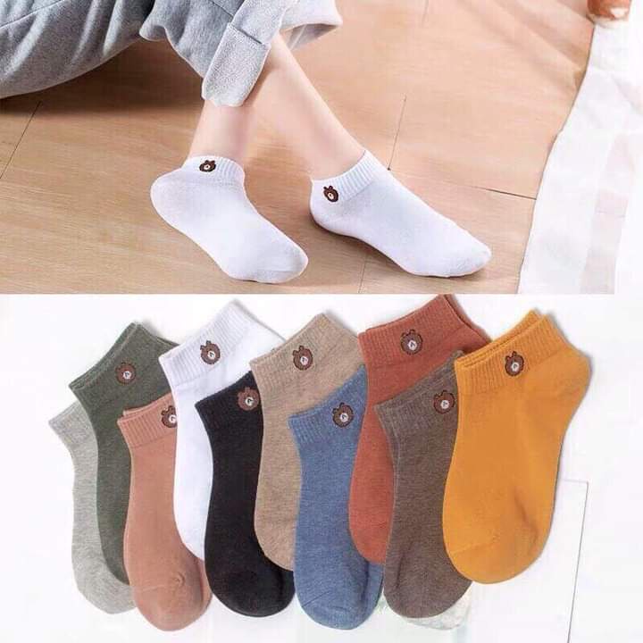 [giá gốc][10 Đôi] Tất Gấu Thoáng Khí siêu Thấm Hút Mồ Hôi đủ màu tặng túi rút siêu xinh