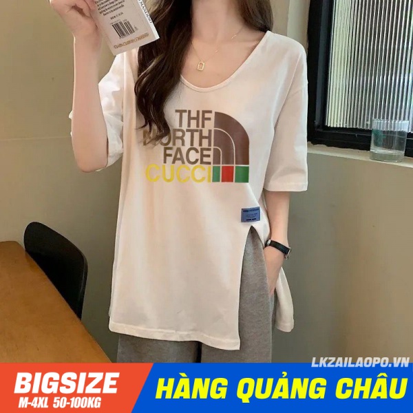 Áo thun ⚡️𝐁𝐈𝐆𝐒𝐈𝐙𝐄⚡️ Áo tiểu thư form rộng tay ngắn cổ chữ v xẻ tà mùa hè Phong cách Hàn Quốc Thời Trang tiểu thư cá tính xinh đẹp cho người mập béo