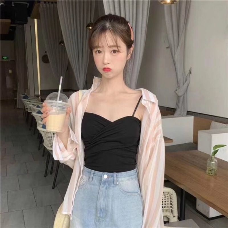 Áo Bra Gân Chéo Ngực 2 Dây Mảnh Siêu Sexy