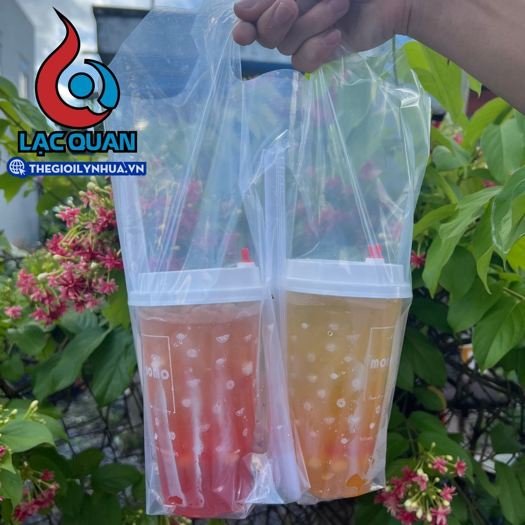 1Kg túi đựng 2 ly có vách ngăn, túi đựng ly trà sữa mang đi cao cấp đựng được ly nhựa, ly giấy 300-700ml