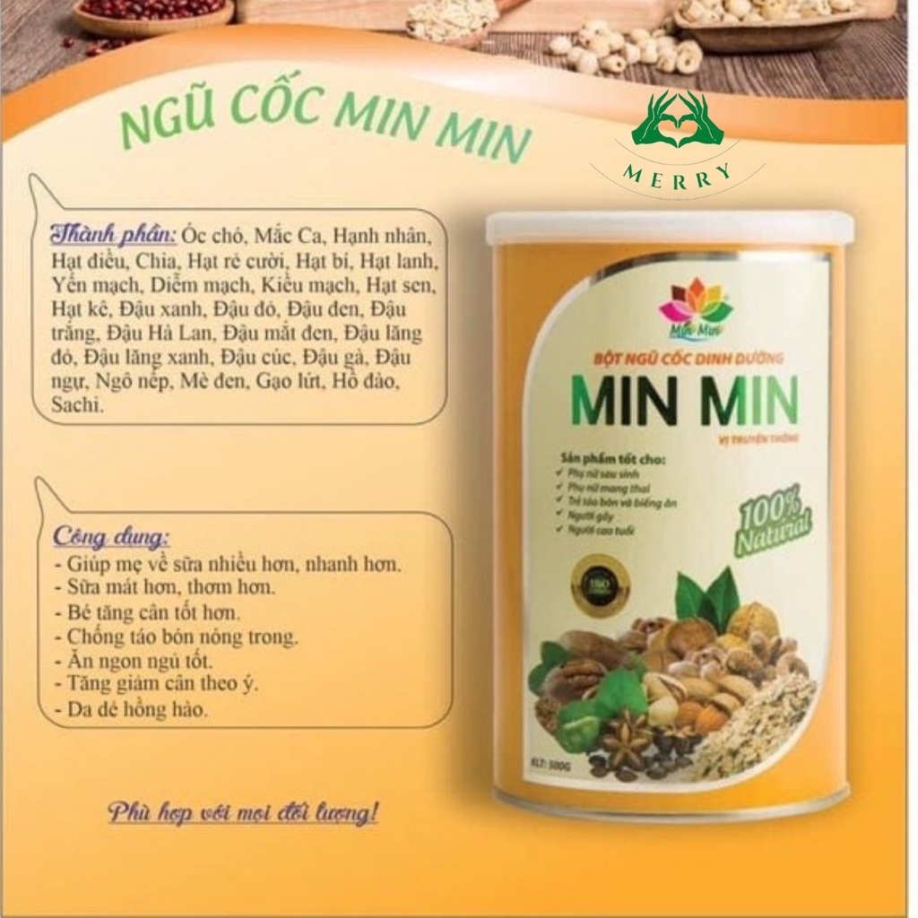 (COMBO 2 HỘP) Bột Ngũ Cốc Dinh Dưỡng Lợi Sữa Min Min chính hãng loại 29 Hạt (500GAM) dùng cho mọi lứa tuổi