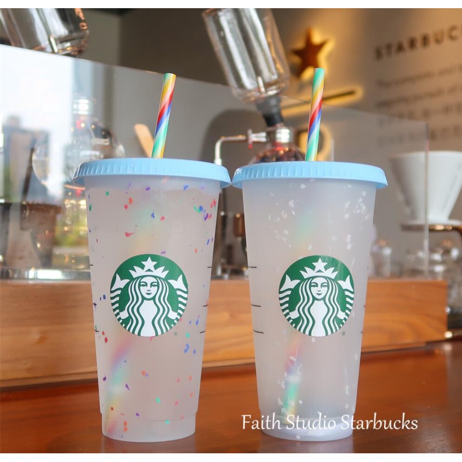 Starbucks Ly Uống Nước Starbucks 710ml Có Ống Hút Thay Đổi Màu Sắc Độc Đáo