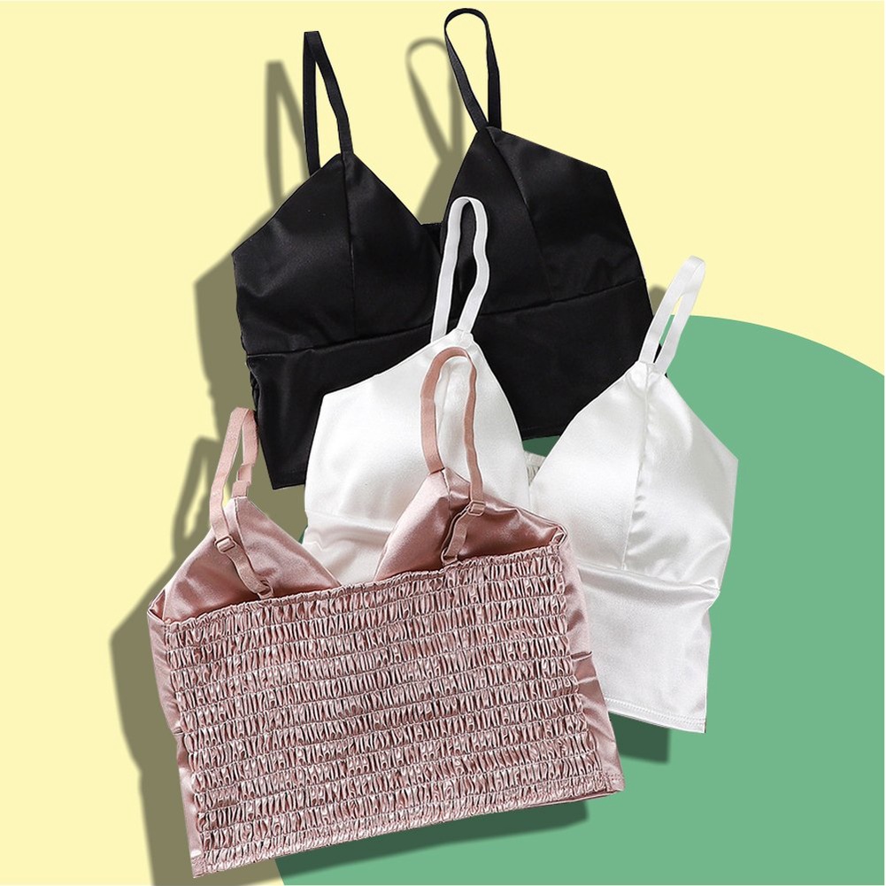 Áo Bra Nữ Satin Phi Bóng Bảng To Lưng Nhún,  Áo Ngực Không Gọng Trang Nhã Dễ Mặc Nâng Ngực Nhẹ Tự Nhiên - 3313