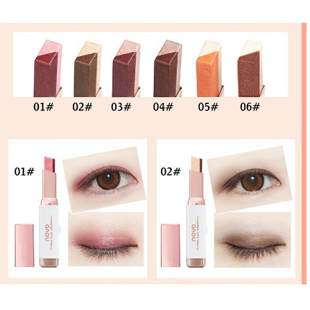 Bút sáp màu mắt NOVO Eyeshadow Double Color Grandient Stick (Phấn mắt NOVO dạng thỏi 2 màu có ánh nhũ)