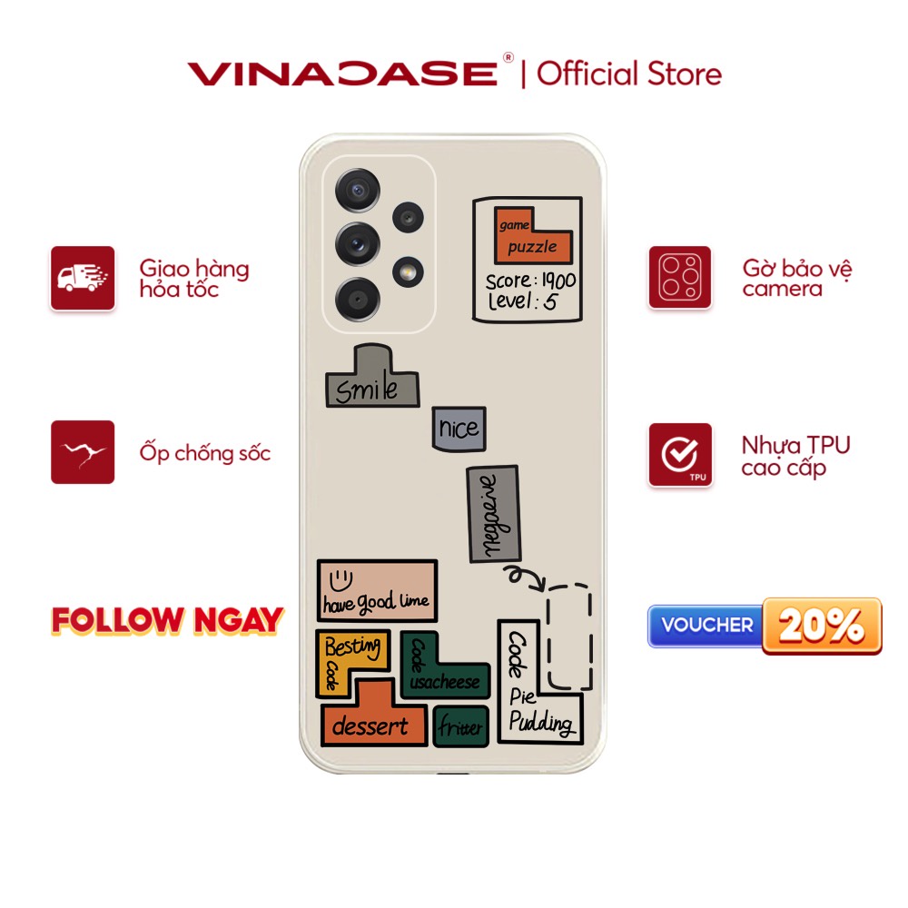 Ốp lưng Vina Case Samsung A10/A10S/A51/A32/A12/....dẻo cạnh vuông bảo vệ camera hình Xếp hình