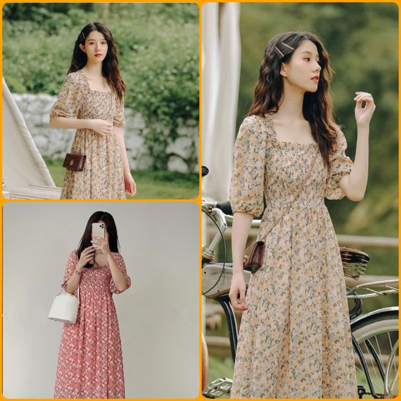 [2 LỚP] VÁY HOA NHÍ XÒE - ĐẦM MAXI ĐI BIỂN CHẤT VOAN BAY V-MX