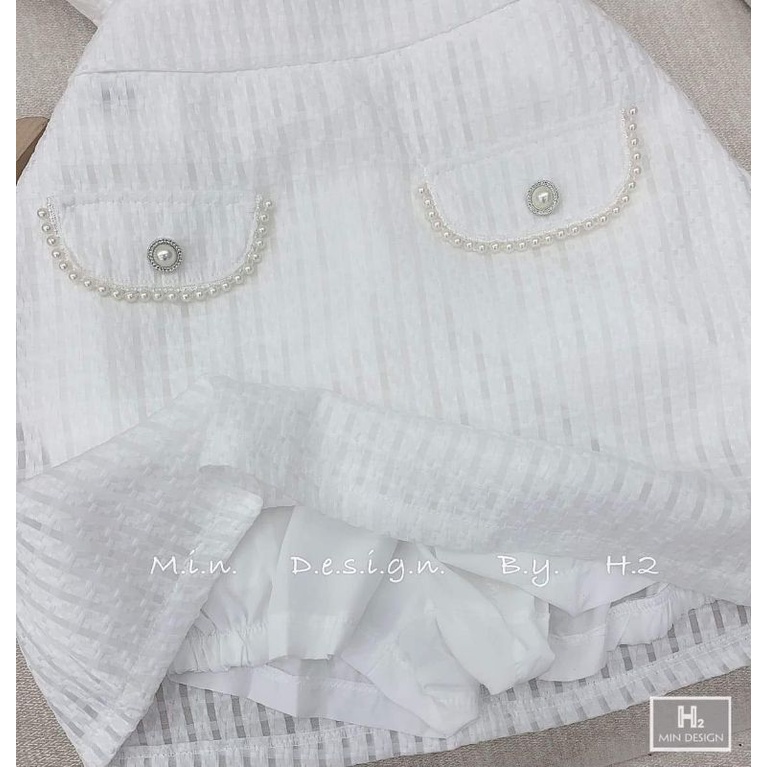 Sét áo cổ tàu đính ngọc + chân váy