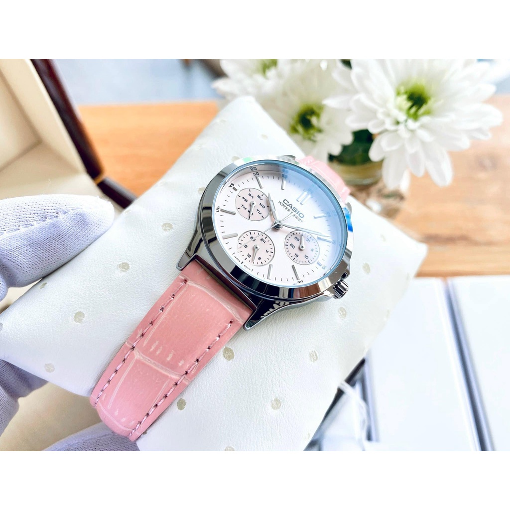 Đồng hồ Casio nữ LTP-V300L-4AUDF dây da chính hãng