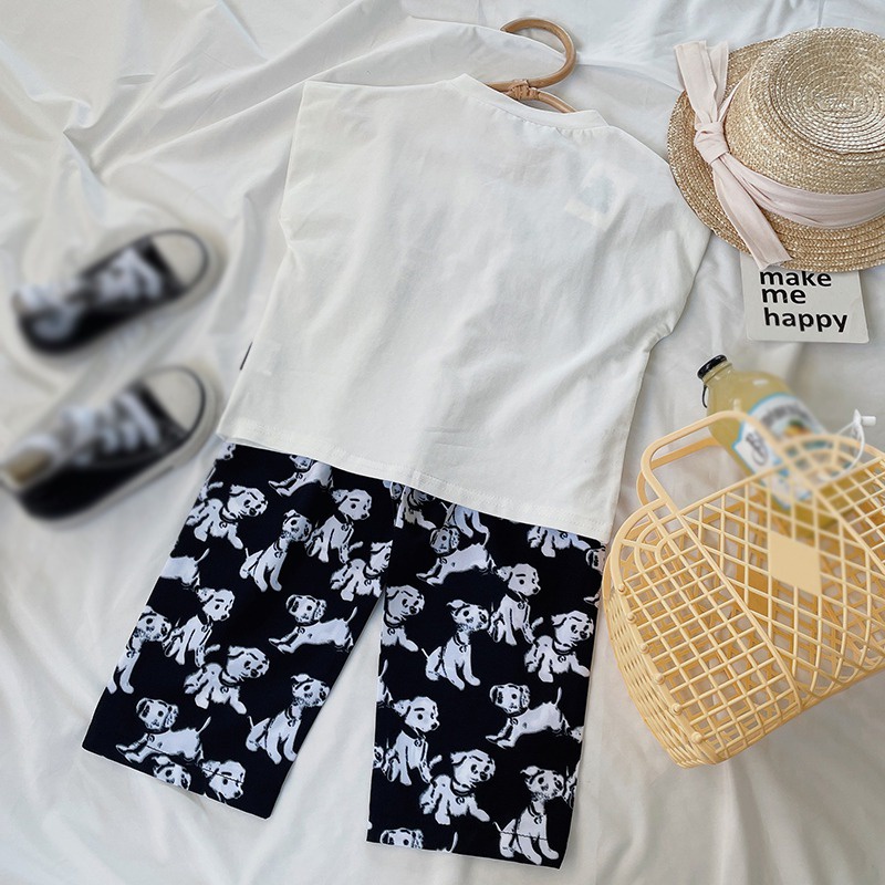 Se7en Bộ Quần Áo Mùa Hè Không Tay In Chữ Giản Dị Phong Cách Hàn Quốc Dành Cho Bé Gái