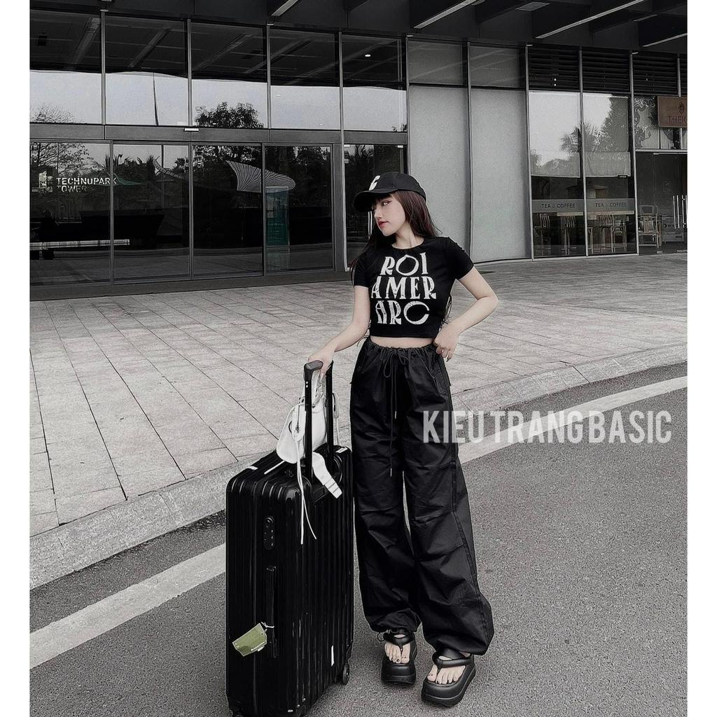 SET ÁO CROPTOP CHỮ + QUẦN SUÔNG TÚI HỘP (TH)