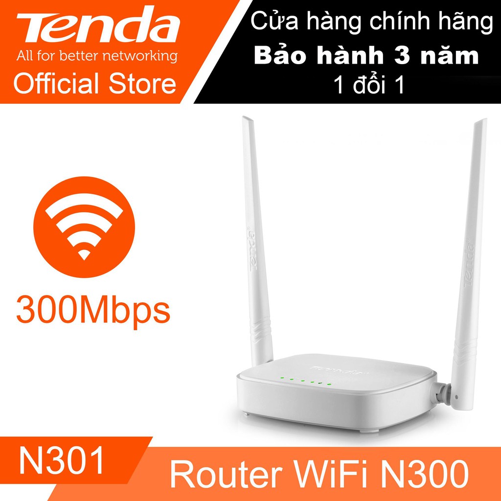 Bộ Phát 2 Râu WiFi Tenda N301- Chính hãng 300Mbps 2 râu