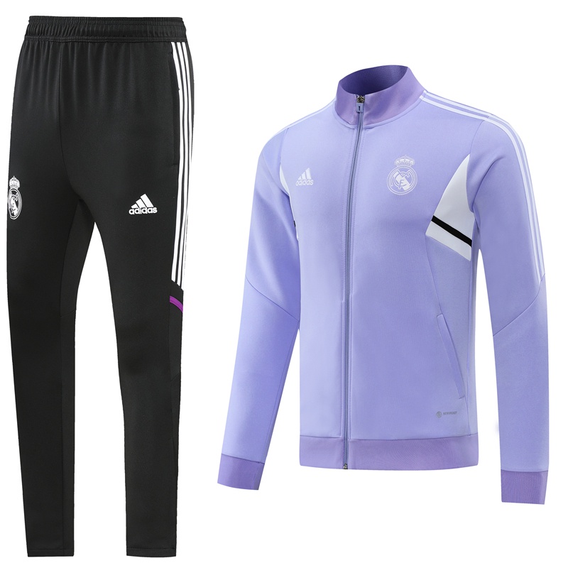 22/23 real madrid bộ đồ màu tím dài dây kéo dài tay áo khoác bóng đá tracksuit đào tạo mặc chất lượng hàng đầu a