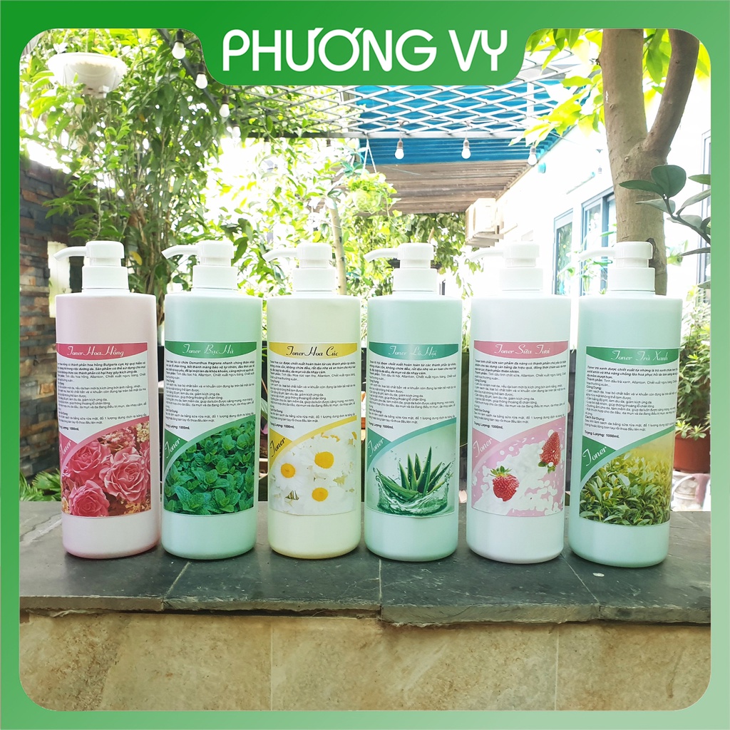 1000ml TONER tinh chất các loại: Hoa Hồng, Sữa Tươi, Hoa Cúc, Trà Xanh, Bạc Hà, Lô Hội
