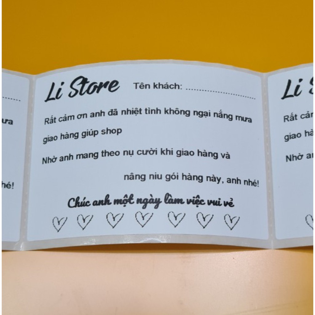 300 Tờ Tem ghi chú, tem note, hóa đơn in theo yêu cầu sẵn lớp dán