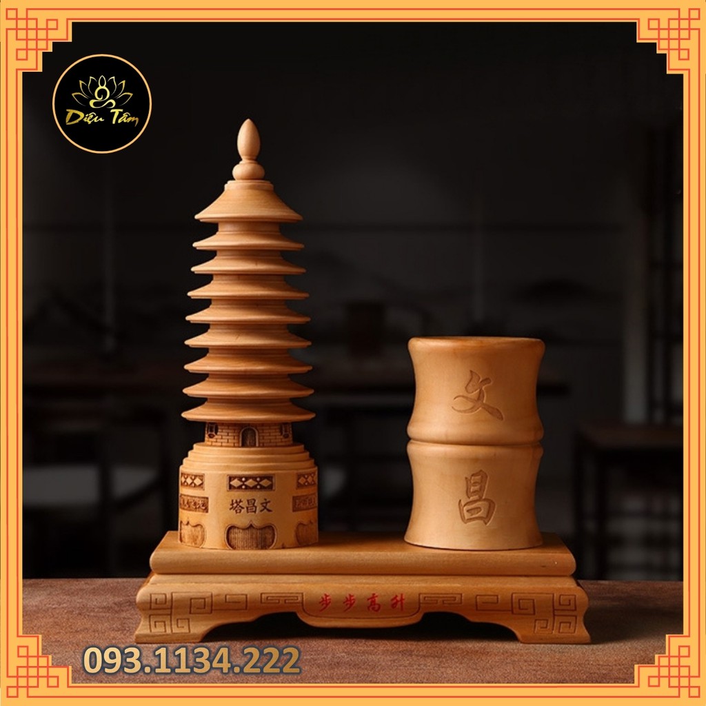 Ống bút văn xương  kèm bút văn xương tặng dây xu kết đồng tâm đồ phong thủy