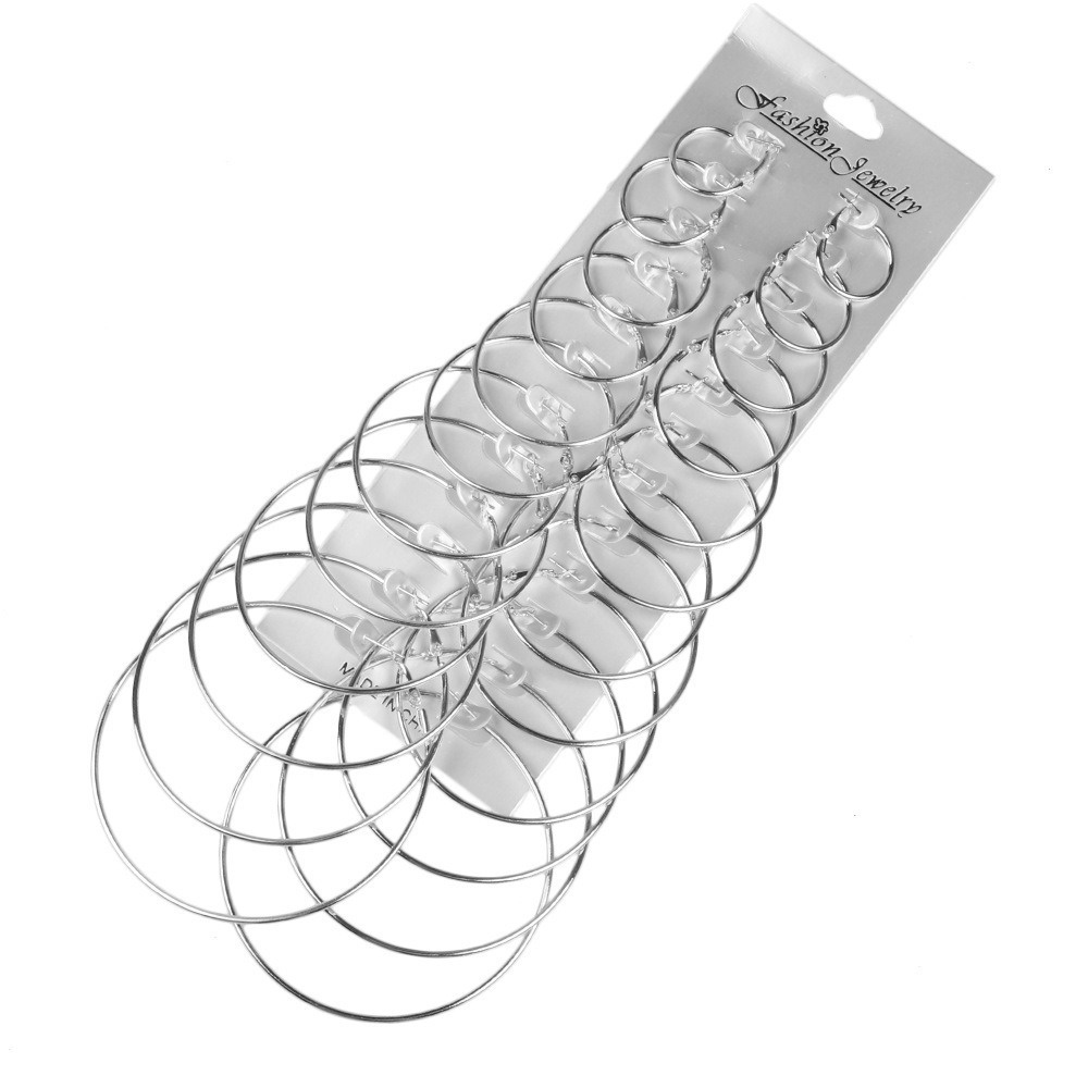 Set 12 / 6 / 1 Đôi Khuyên Tai Tròn Cá Tính Cho Nữ