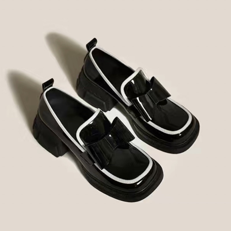 Giày oxford nữ độn đế KERRY viền trắng hoạ tiết nơ đen