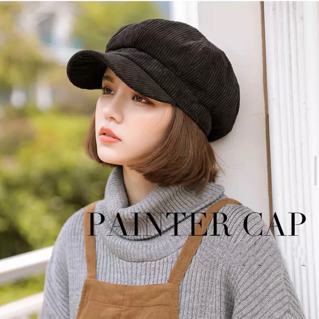 NÓN BERET NỒI MŨ NEWSBOY VẢI NHUNG CÓ CHUN CO GIÃN