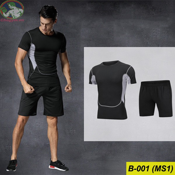 Bộ Quần Áo Thể Thao Nam Tập GYM Thấm Hút Mồ Hôi B-001