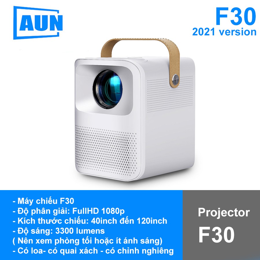 [ PHÂN GIẢI THỰC 1080P] Máy chiếu Mini Aun F30 Full HD - máy chiếu gia đình - có quai xách