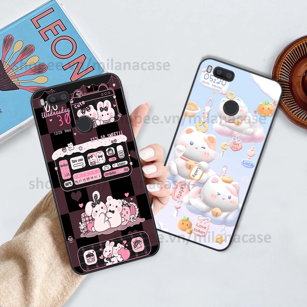 Ốp Xiaomi Mi A1 hình đồng hồ icon gấu mèo cute cực dễ thương ngộ nghĩnh