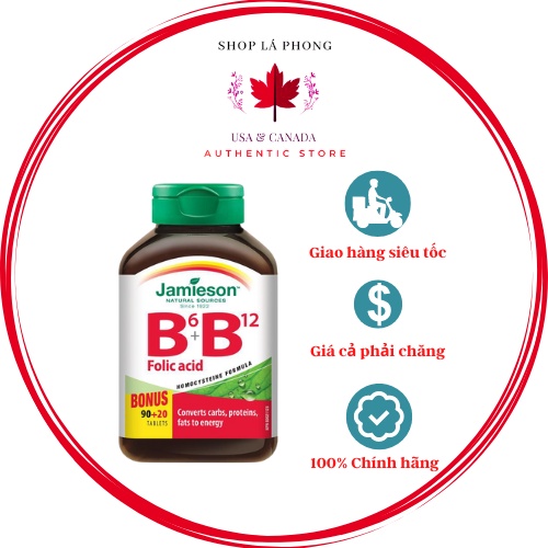 Vitamin B6 + B12 và Folic Acid của Jamieson (90+20 viên)