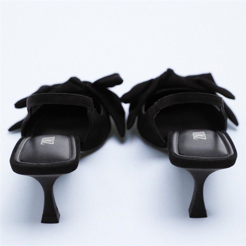 Zara Slingback da lộn đính nơ