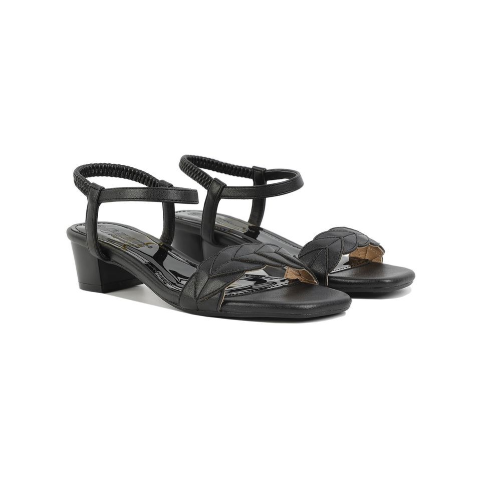 Giày Sandal Cao Gót Hạnh Dung HD04559AD ( Màu Đen - Kem )