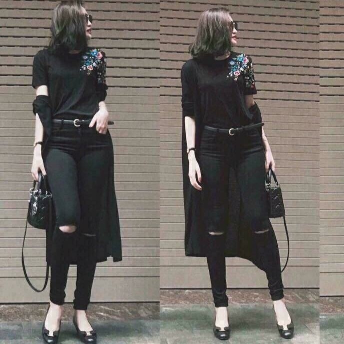 quần nữ chất jean cao cấp cạp cao rách kiểu gối 5hl