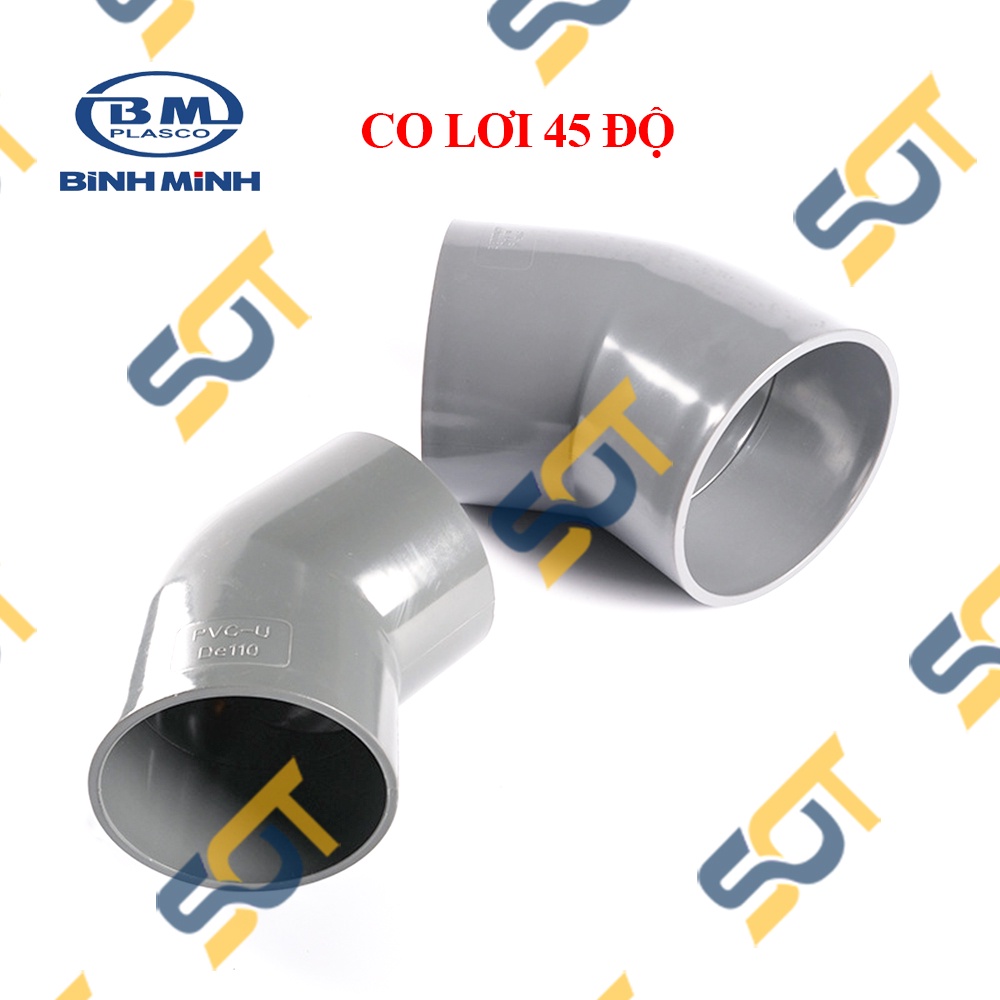 Co Lơi Nhựa PVC Trơn Dán 2 Đầu Nối Ống 21 27 34 - Thương Hiệu Ống Nhựa Bình Minh - Chếch, Cong Lơ, Cút