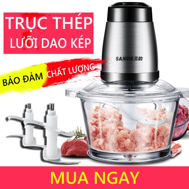 [Mã ELHA22 giảm 6% đơn 300K] [Chính hãng] Máy xay thịt đa năng Sande 4 lưỡi dao thép không dỉ, xay nhuyễn thực phẩm