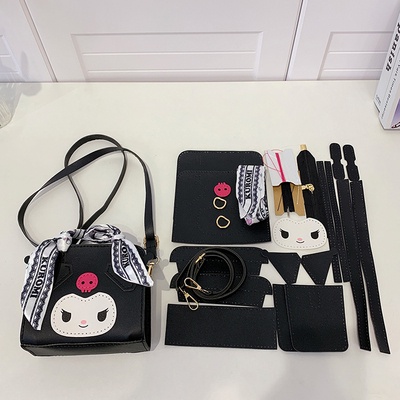 Bộ nguyên liệu tự làm túi xách đeo chéo hình Cinnamoroll, Kuromi, My Melody