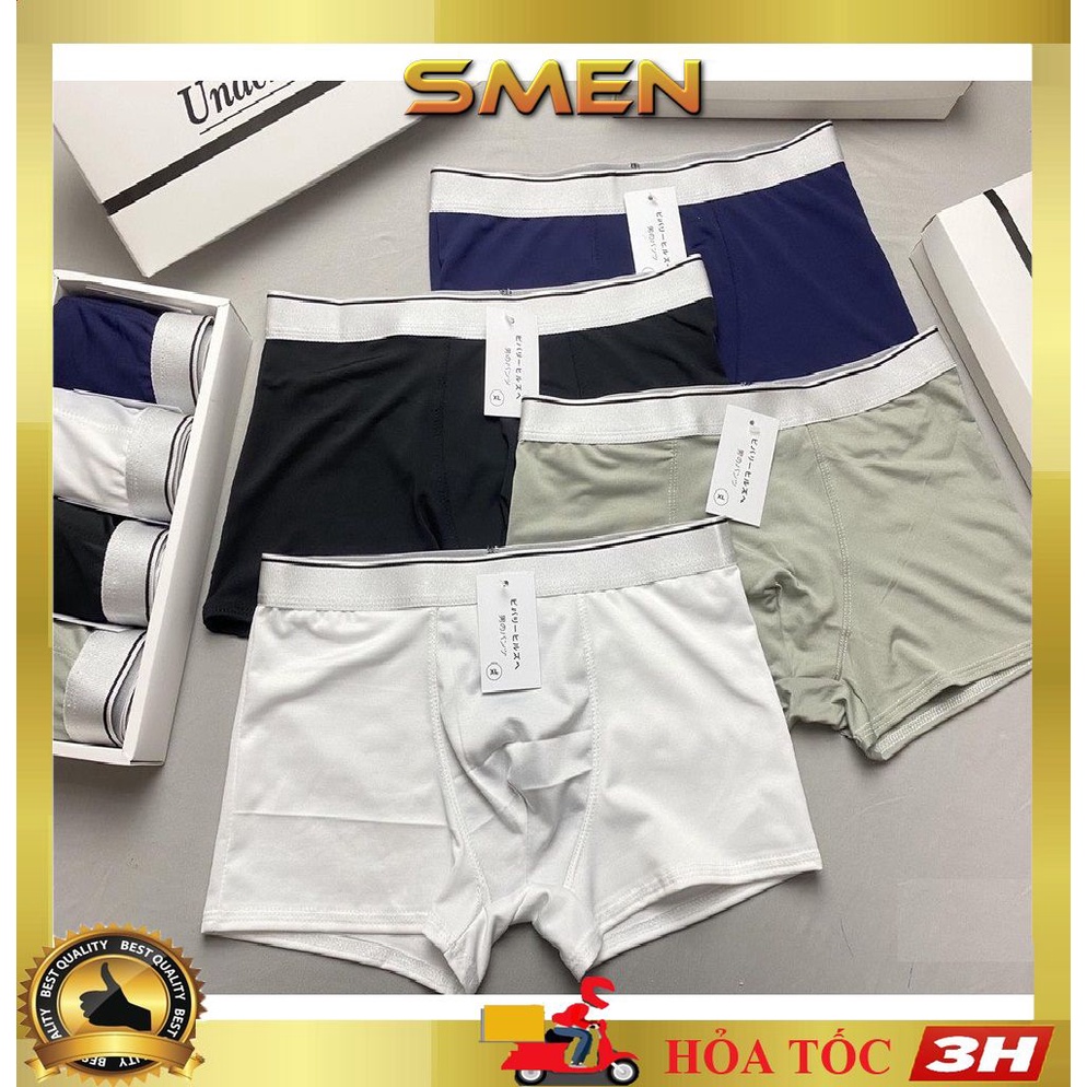 Quần lót nam boxer thun lạnh, quần sịp nam thun lạnh co giãn, thông thoáng, hút mồ hôi khử mùi hôi SDN01(Che tên) SMEN