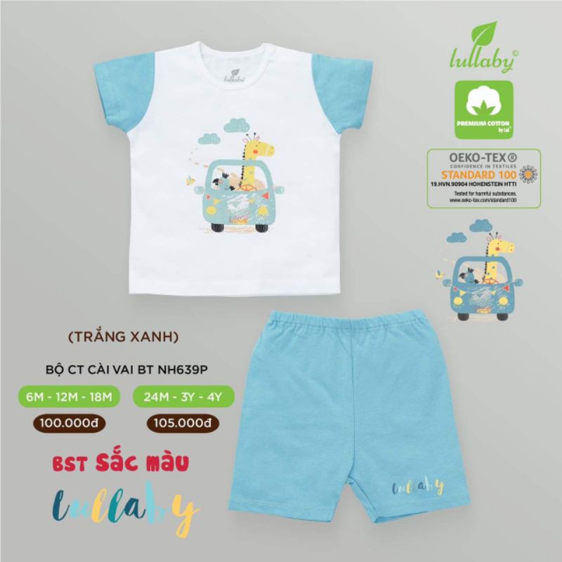 Bộ QA cộc tay cài vai bé trai Lullaby (6m-4y) [NH639P,NH301M]