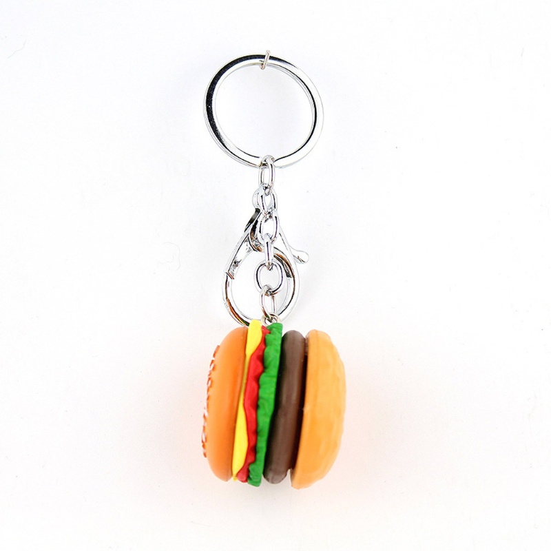 Móc khóa đất sét polymer hình hamburger dễ thương