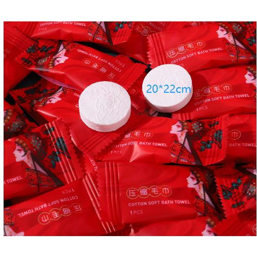 Khăn mặt nén viên kẹo size 20*22cm , gói to sử dụng trong 3- 6 tháng