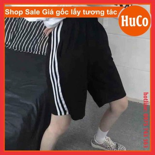 [RẺ VÔ ĐỊCH] Quần short lửng ba sọc ống rộng, form rộng unisex freesize nam nữ, quần đùi thể thao cá tính dáng rộng ་