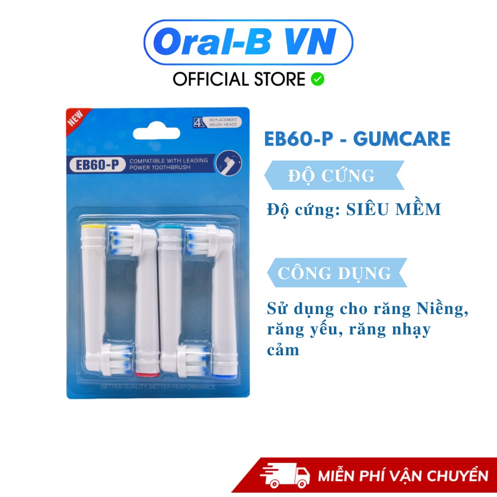 Đầu bàn chải điện thay thế EB60-P- GUM CARE cho người niềng răng sản xuất theo tiêu chuẩn của Oral B