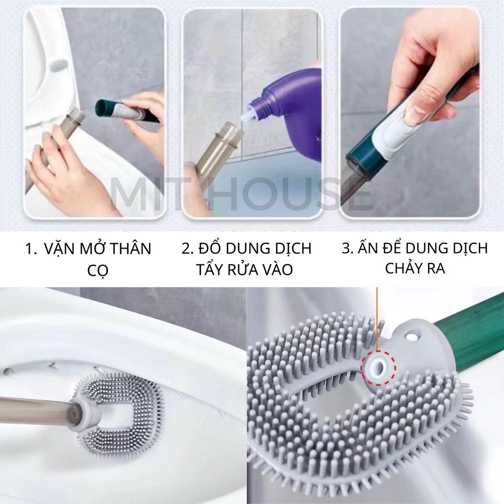 Cọ Bồn Cầu Silicon NestV, Cọ Chà Toilet Thông Minh Gắn Tường Có Bình Chứa Xà Phòng Tiện Lợi
