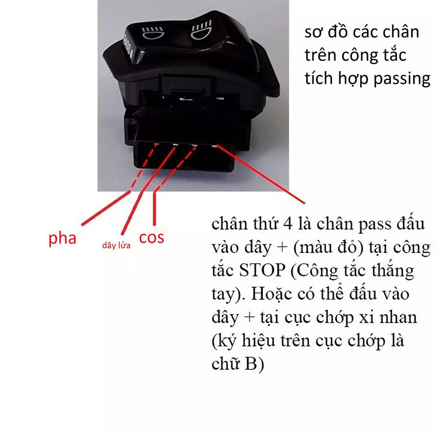 Công tắc tắt đèn pha cốt passing xe máy lắp như zin cho mọi xe hàng đẹp chân đồng loại dày