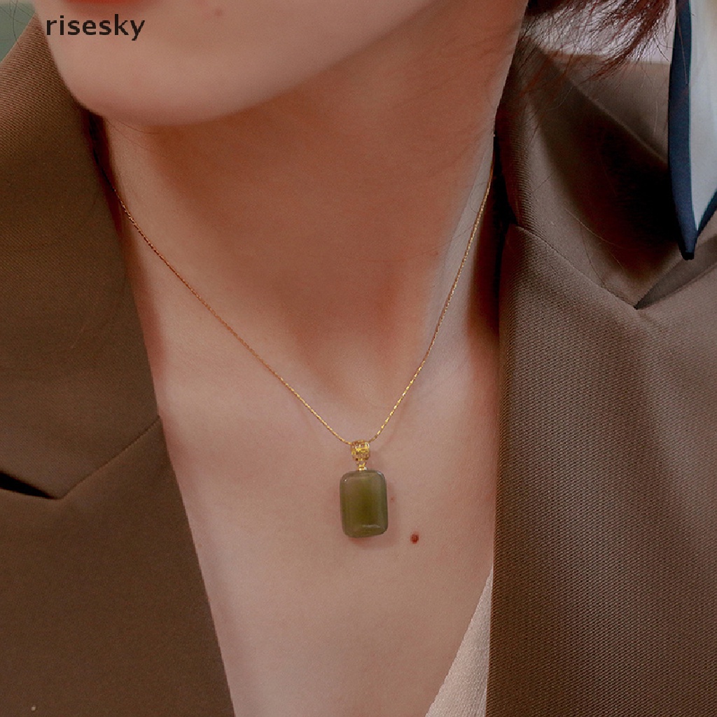 Vòng cổ Mặt Đá Ngọc Bích Hetian Thời Trang Cho Nữ ♨Trên đó