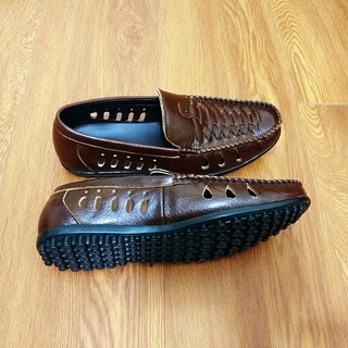 Giày lười Nam viền lỗ Da Bò xịn