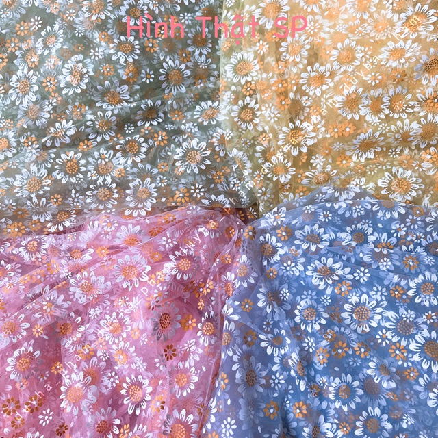 VẢI LƯỚI HOA HƯỚNG DƯƠNG XINH XẮN MỀM MỊN