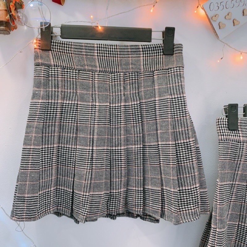 CHÂN VÁY TENNIS CARO ULZZANG KÈM ẢNH THẬT 🍀🍀😇😇