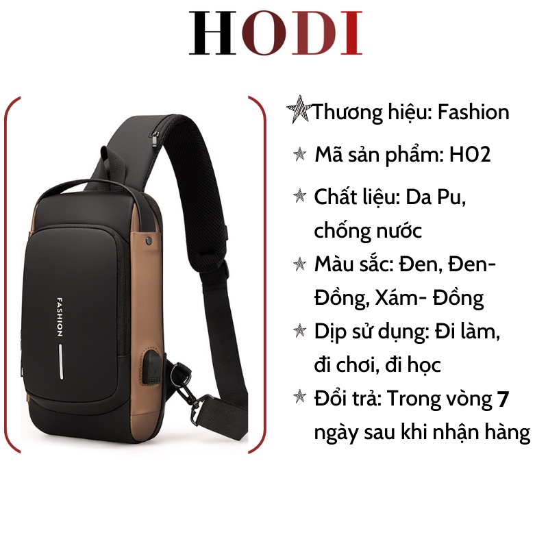 Túi đeo chéo nam, túi xách nam da chống nước có khóa số cao cấp dây sạc kiểu dáng mới đi chơi đi học đi làm