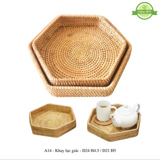 Khay lục giác A14 I Khay mây tre đan I Hàng xuất dư cao cấp