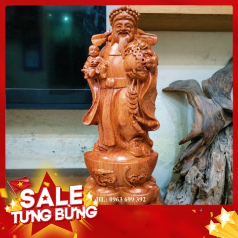 Tượng thần tài gỗ hương cao 40 cm