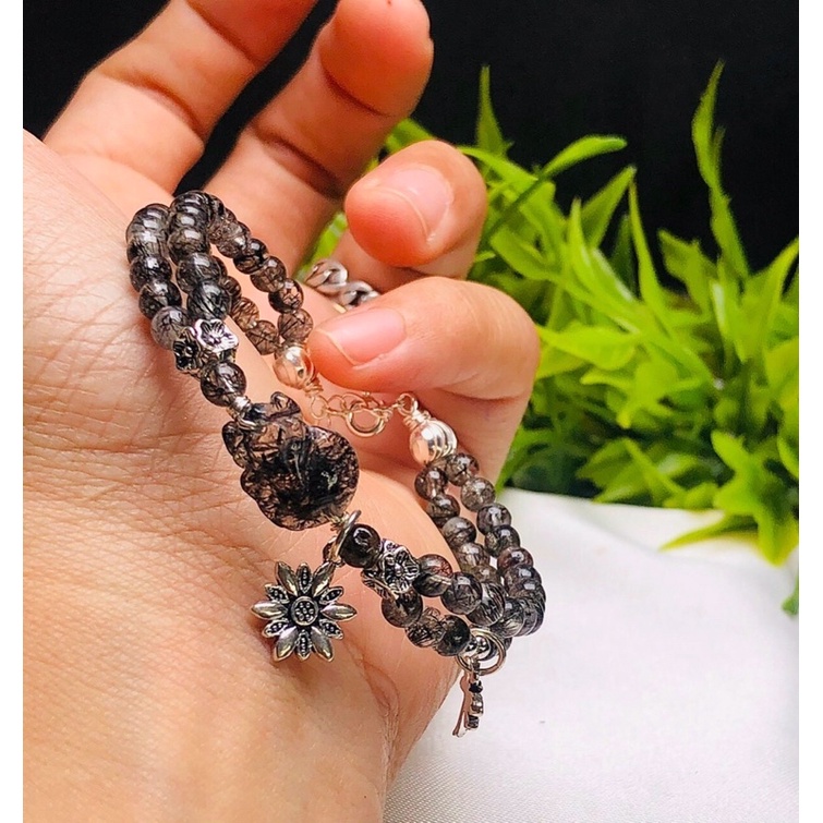 Lắc tay t.a tóc đen mix charm hồ ly
