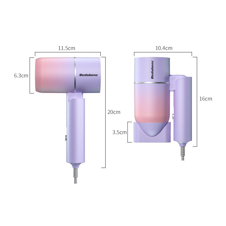 Máy Sấy Tóc Mini Gấp Gọn BEDABENC Công Suất Lớn Tạo Kiểu Tóc Chuyên Nghiệp, Máy Sấy Tóc Công Nghệ ION Mới Dưỡng Ẩm Tóc